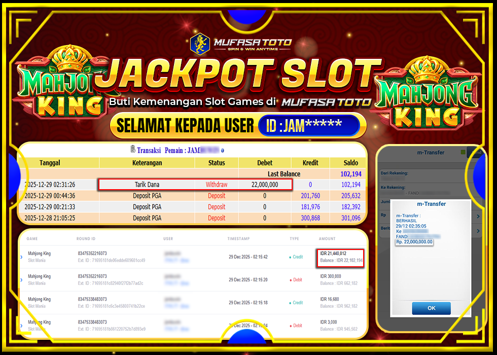 MUFASATOTO JACKPOTPRAGMATIC PLAY Rp.22.000.000|LUNAS